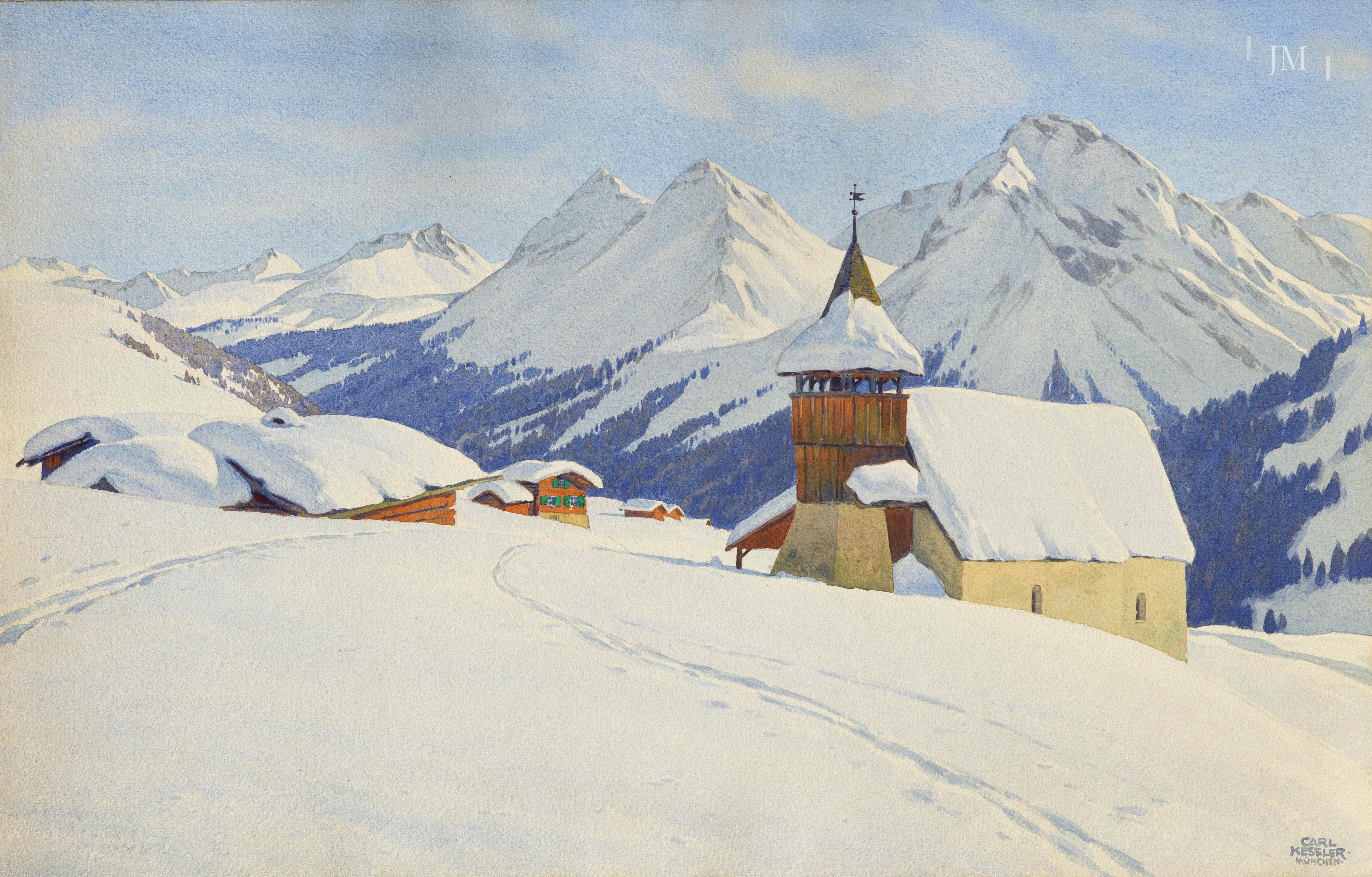 The Bergkirchli in Winter, Arosa, Switzerland.